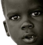 black & white photo of child's face